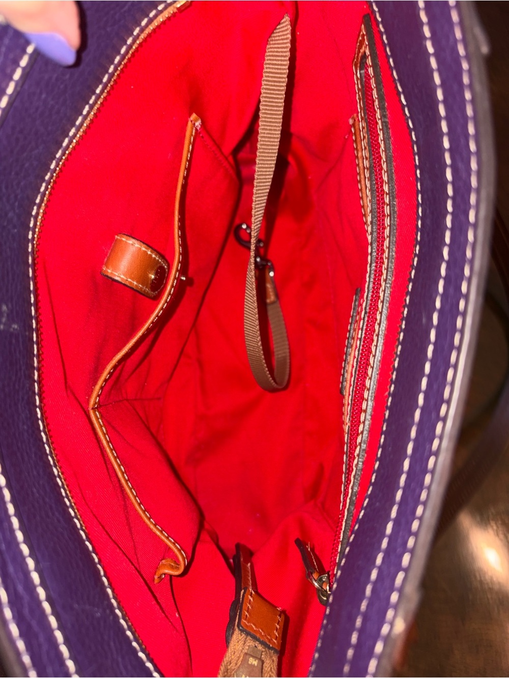 Perfectly Purple Dooney & Bourke “Lexington” Leather Tote Pebble Leather - Picture 6 of 10